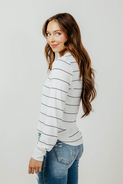 Thread & Supply Stacy Black Stripe Shirt for Women in Ivory