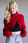 Turtleneck Shrug Bolero Sweater for Women in Red