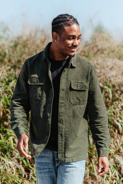 Union Corduroy Shacket for Men in Hunter Green