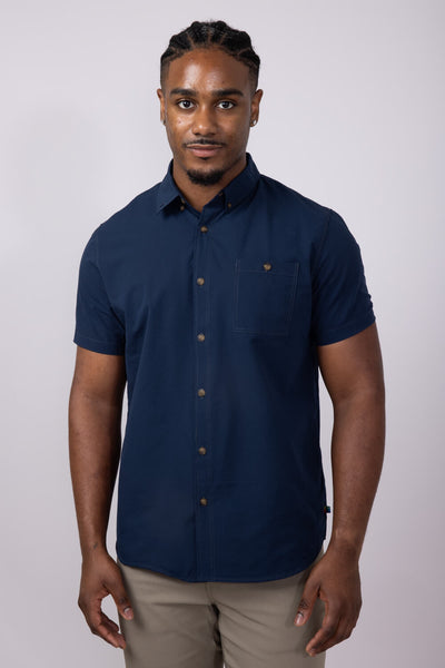 トップス SEERSUCKER OXFORD SHIRT NAVY union-poly-seersucker-shirt-
