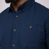 Union Poly Seersucker Button Up Shirt for Men in Navy Blue