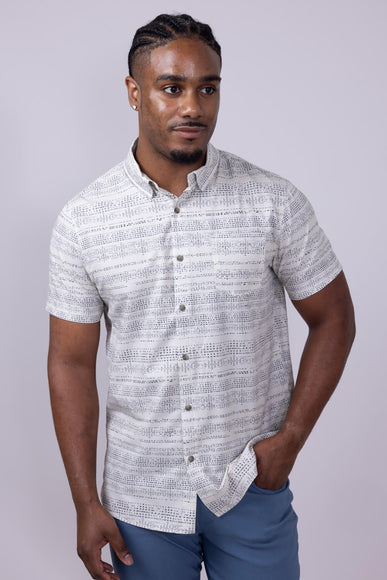 Union Printed Aeromesh Button Up Shirt for Men in Ivory