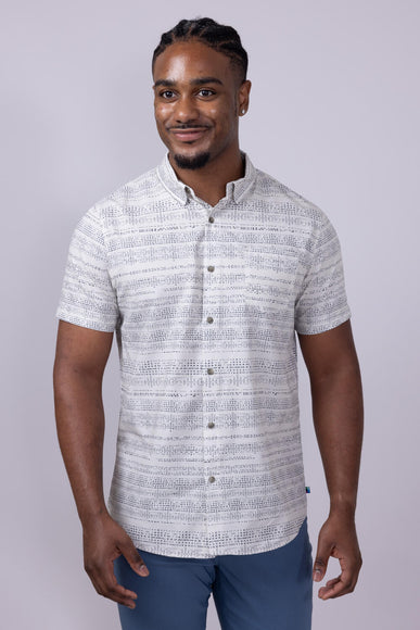 Union Printed Aeromesh Button Up Shirt for Men in Ivory