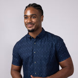 Union Printed Aeromesh Button Up Shirt for Men in Navy Blue