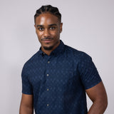 Union Printed Aeromesh Button Up Shirt for Men in Navy Blue