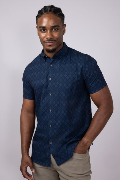 Union Printed Aeromesh Button Up Shirt for Men in Navy Blue