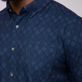 Union Printed Aeromesh Button Up Shirt for Men in Navy Blue