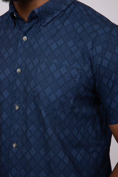 Union Printed Aeromesh Button Up Shirt for Men in Navy Blue