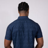 Union Printed Aeromesh Button Up Shirt for Men in Navy Blue