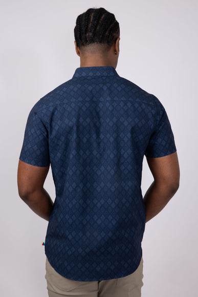 Union Printed Aeromesh Button Up Shirt for Men in Navy Blue