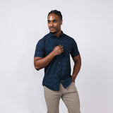 Union Printed Aeromesh Button Up Shirt for Men in Navy Blue