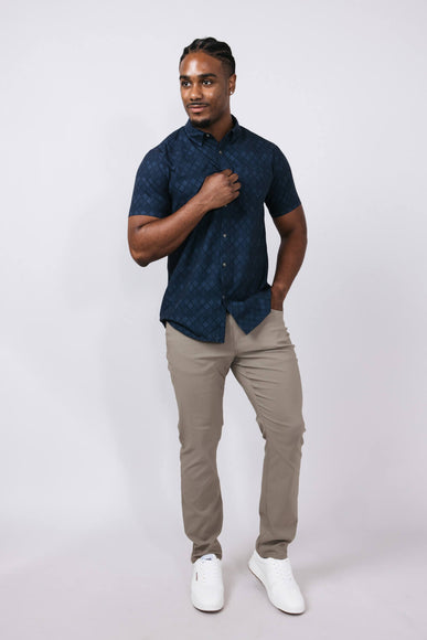 Union Printed Aeromesh Button Up Shirt for Men in Navy Blue