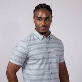Union Printed Aeromesh Button Up Shirt for Men in Light Grey