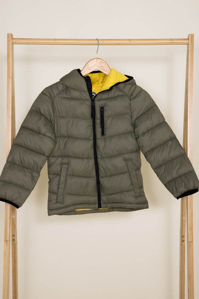 Youth Packable Hooded Jacket for Boys in Green
