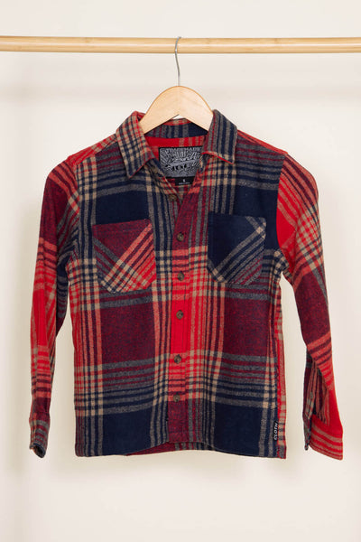 Brooklyn Cloth Youth Heavy Flannel Shacket for Boys in Red