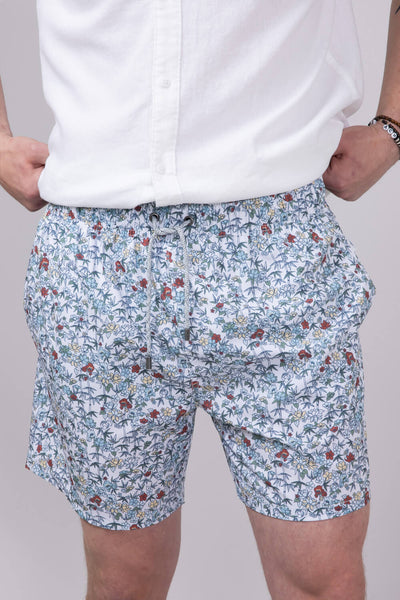 Vintage Summer Volley 6” Shorts for Men in Multi White