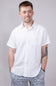 Vintage Summer Short Sleeve Linen Button Up Shirt for Men in White