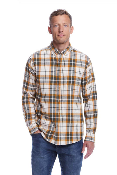 Weatherproof Vintage Brushed Flannel Shirt for Men in Lily White Weatherproof Vintage Brushed Flannel Shirt for Men in Lily White