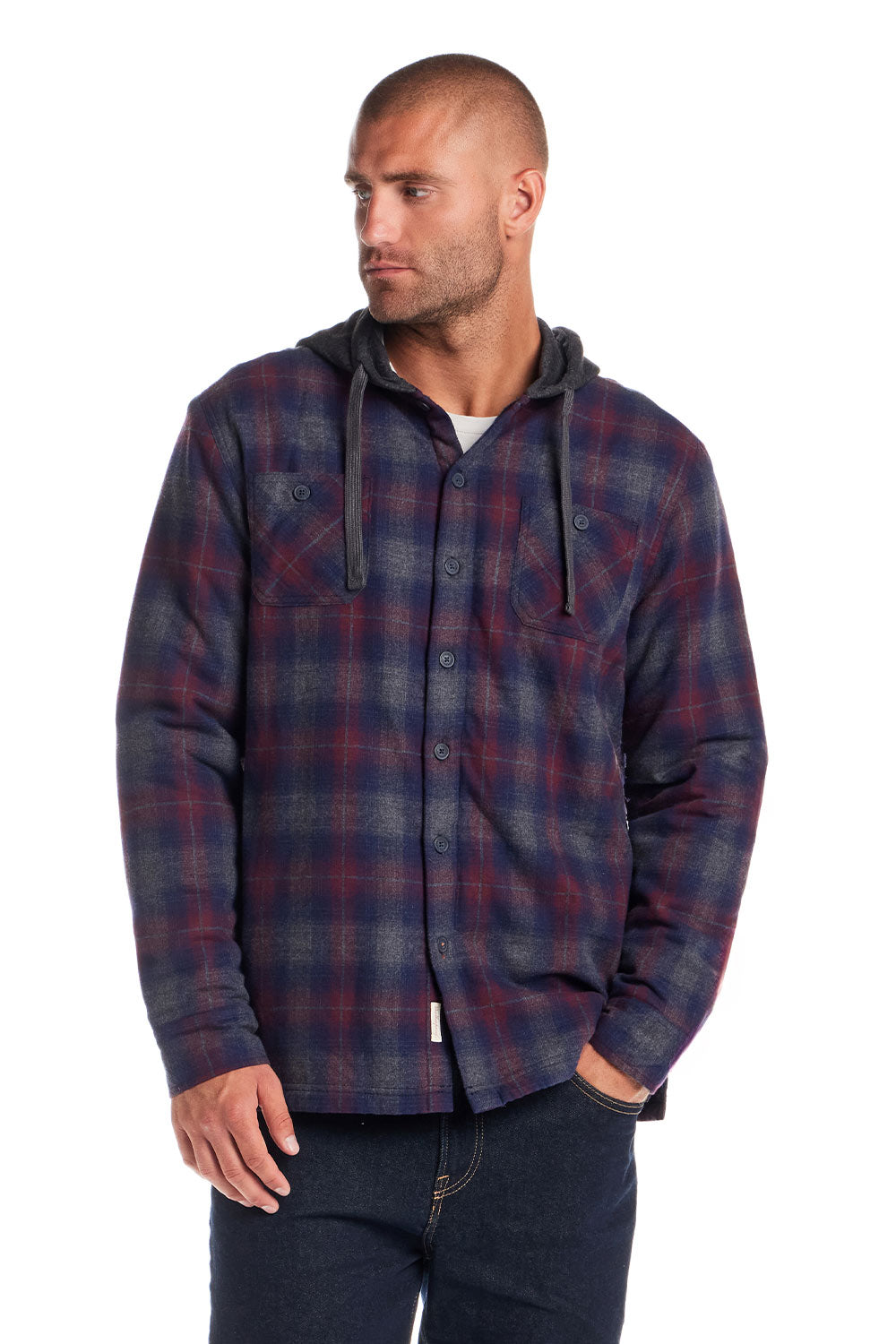 Weatherproof Vintage Sherpa Lined Hooded Shirt Jacket for Men in Inkling at Glik's , M Weatherproof Vintage Sherpa Lined Hooded Shirt Jacket for Men in Inkling at Glik's , M