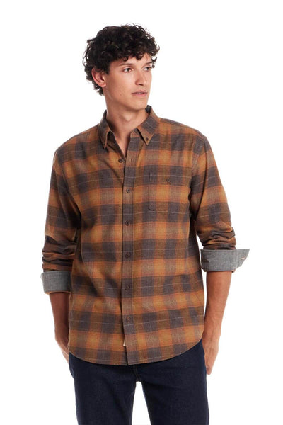Weatherproof Vintage Brushed Flannel Shirt for Men in Pumpkin Spice