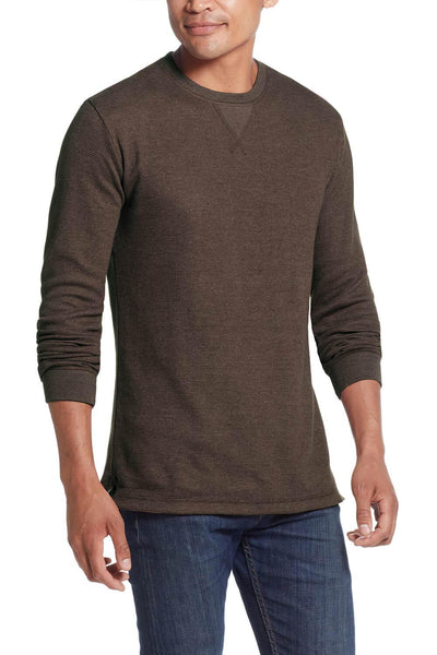 Weatherproof Vintage Waffle Henley Thermal Long Sleeve Shirt for Men in Chocolate