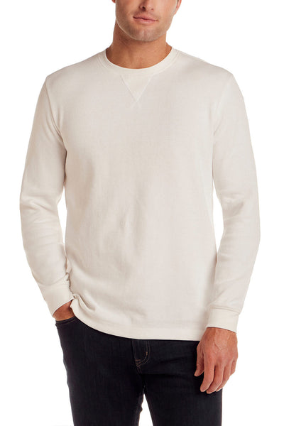 Weatherproof Vintage Waffle Henley Thermal Long Sleeve Shirt for Men in White