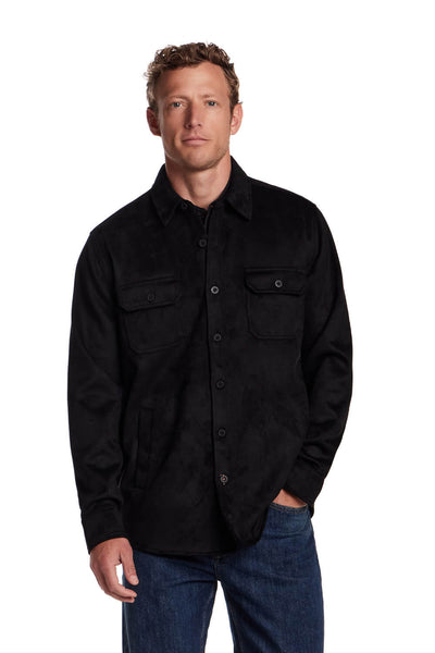 Weatherproof Vintage Faux Suede Shirt Jacket for Men in Black