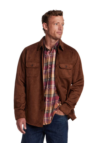 Weatherproof Vintage Faux Suede Shirt Jacket for Men in Light Brown