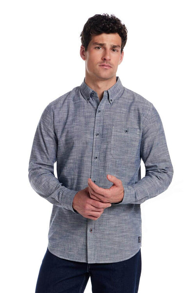 Weatherproof Vintage Solid Champbray Winter Button Down for Men in Insignia Blue