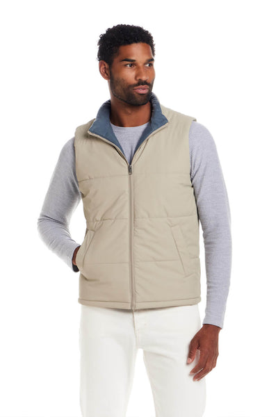 Weatherproof Vintage Matte Coasted Shell Puffer Vest for Men in Abbey Stone