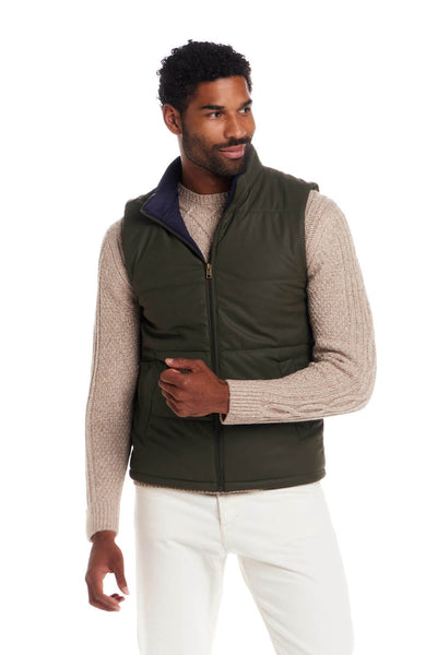 Weatherproof Vintage Matte Coasted Shell Puffer Vest for Men in Kambara Olive
