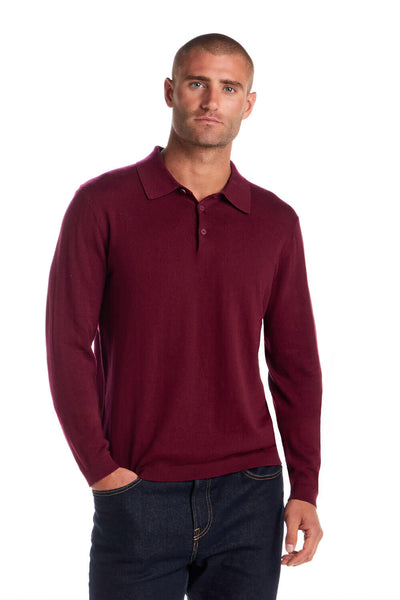 Weatherproof Cotton Cashmere Sweater Polo Shirt for Men in Red