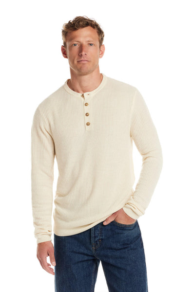 Weatherproof Vintage Vertical Stitch Button Henley for Men in Natural