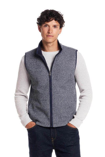 Weatherproof Vintage Knit Mock Neck Vest for Men in Blue