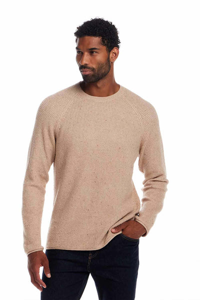 Weatherproof Vintage Waffle Donegal Sweater for Men in Beige