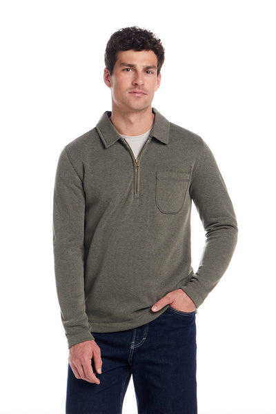 Weatherproof Vintage Pebble Fleece Quarter Zip for Men in Kambara Olive