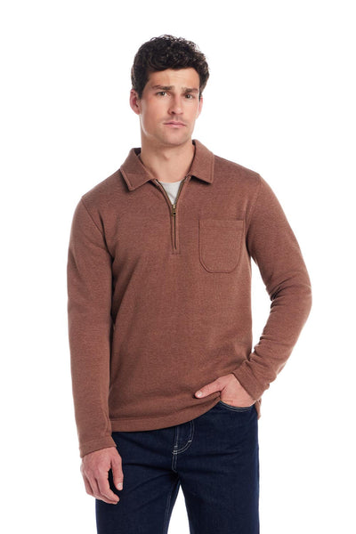 Weatherproof Vintage Pebble Fleece Quarter Zip for Men in Cappuccino