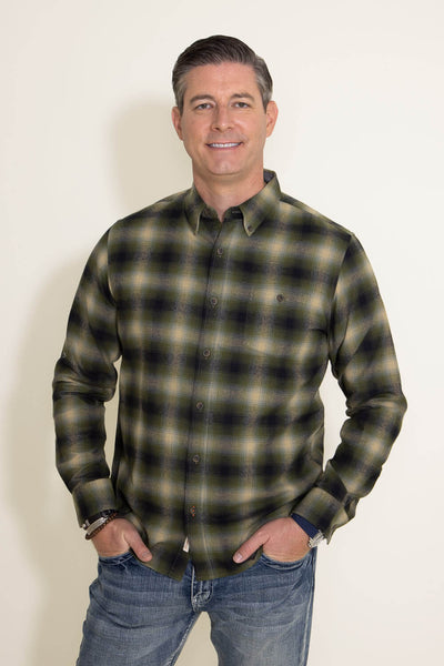 Weatherproof Vintage Flannel Shirt for Men in Green