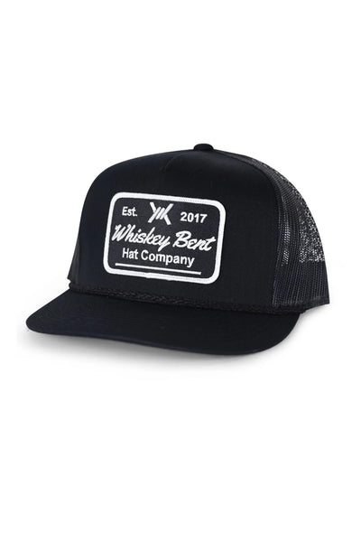 Whiskey Bent Black Top Trucker Hat for Men in Black