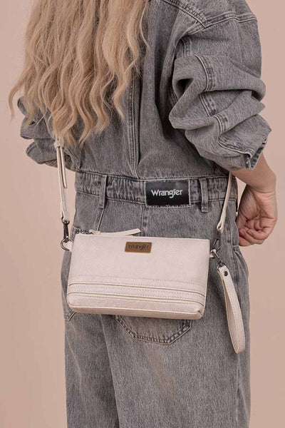 Wrangler Leather Mini Crossbody Purse for Women in Beige