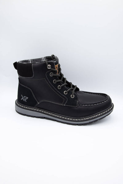 Xray Shoes Knit Collar Lace Up Boots for Men in Black