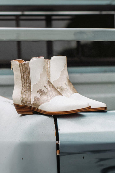 Yellow Box Willis Western Booties for Women in Ivory