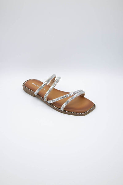 Madden Girl Posh Slide Sandals for Women in Silver