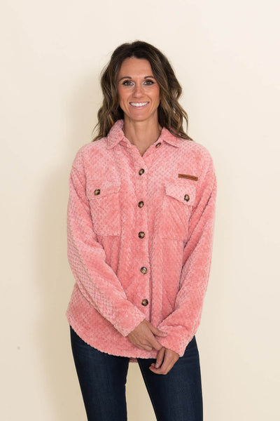 Simply Southern Soft Shacket for Women in Pink 1
