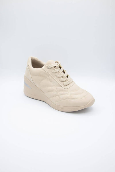 Soda Shoes Annie Wedged Sneakers for Women in Beige