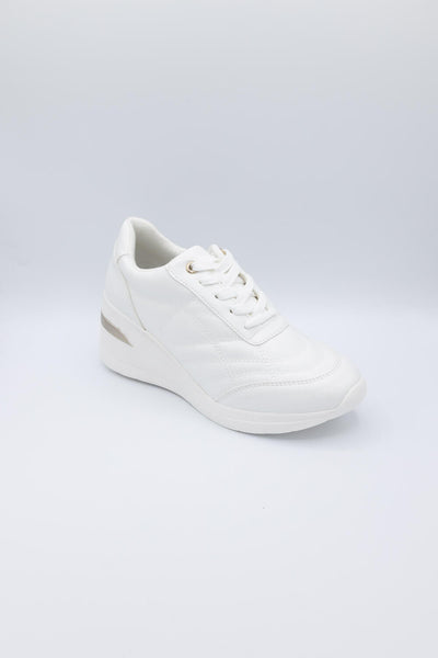 Soda Shoes Annie Wedged Sneakers for Women in White