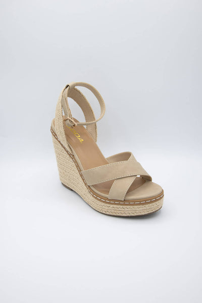 Soda Shoes Basset Rope Wedges for Women in Blonde
