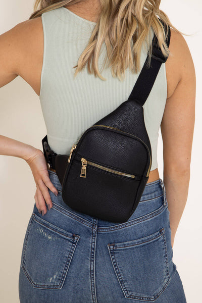 Unni Slim Front Pocket Sling Bag for Women in Black