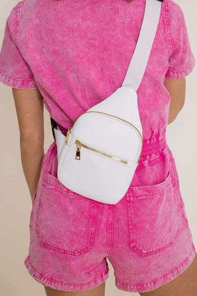 Slim Front Pocket Sling Bag for Women in White