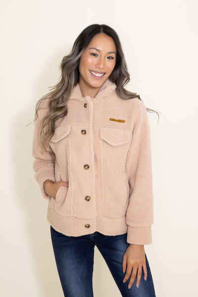 Women's Simply Southern Clothing Soft Sherpa Shacket for Women in Brown 1